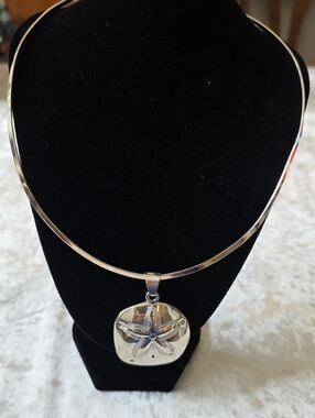 Vintage Mexico Sterling Silver Sandollar Choker Necklace